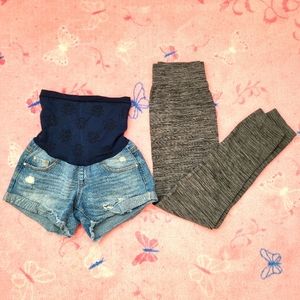 Maternity Denim shorts and Yoga pants
